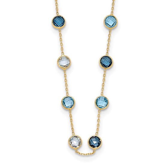 10K Yellow Gold CZ Blue Topaz Necklace - 18 in. 10K Yellow Gold CZ Blue Topaz Necklace - 18 in.