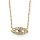 10K Yellow Gold CZ Evil Eye Necklace - 18.5 in.
