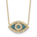10K Yellow Gold CZ Evil Eye w/2 in ext Necklace - 16 in.