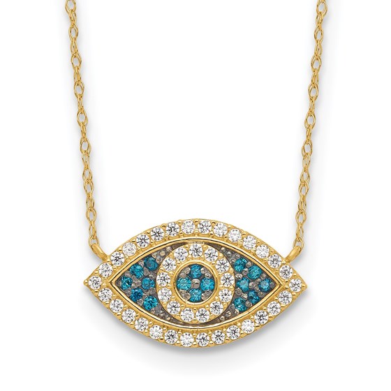 10K Yellow Gold CZ Evil Eye w/2 in ext Necklace - 16 in. 10K Yellow Gold CZ Evil Eye w/2 in ext Necklace - 16 in.