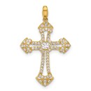 10K Yellow Gold CZ Fancy Cross Pendant - 24.8 mm