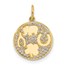 10K Yellow Gold CZ Good Luck Medallion Charm - 17.8 mm