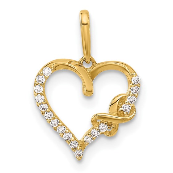 10K Yellow Gold CZ Infinity on Heart Charm - 23.7 mm 10K Yellow Gold CZ Infinity on Heart Charm - 23.7 mm