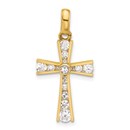 10K Yellow Gold CZ Latin Cross Pendant - 21.55 mm