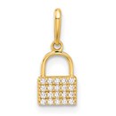 10K Yellow Gold CZ Lock Charm - 16.6 mm