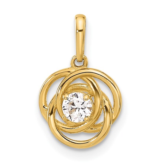 10K Yellow Gold CZ Love Knot Charm - 14.75 mm 10K Yellow Gold CZ Love Knot Charm - 14.75 mm