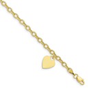 10K Yellow Gold Dangle Heart Bracelet - 8.5 in.