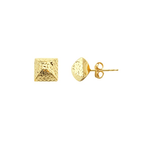 10K Yellow Gold DC Pyramid Post Earrings