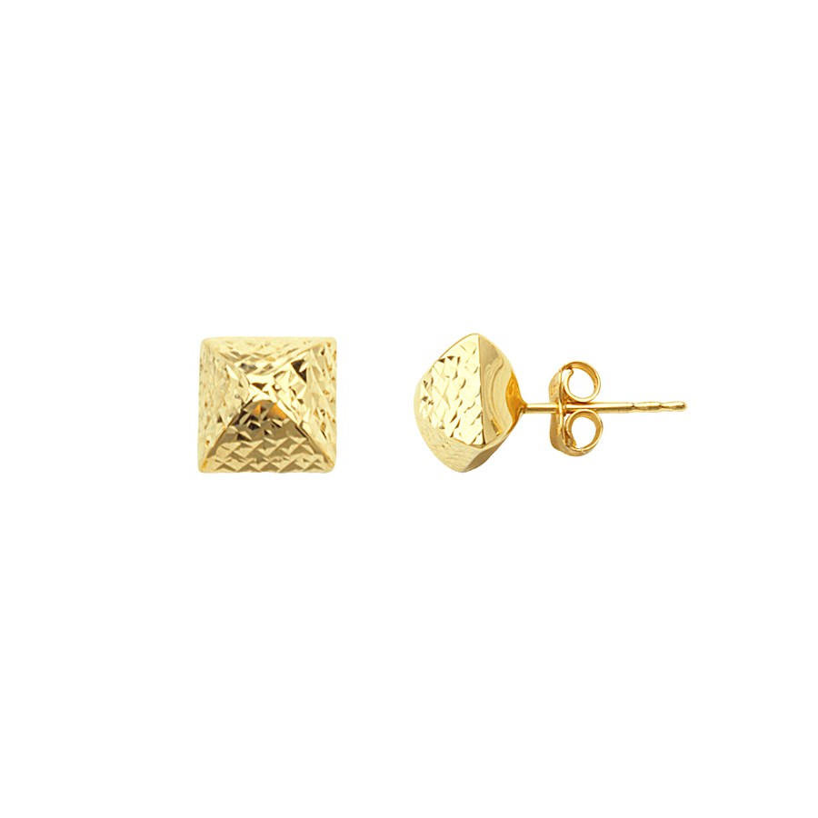 10K Yellow Gold DC Pyramid Post Earrings