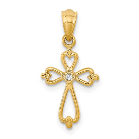 10K Yellow Gold Diamond Accented Cross Pendant - 21.5 mm 10K Yellow Gold Diamond Accented Cross Pendant - 21.5 mm