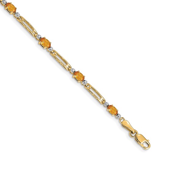10K Yellow Gold Diamond and Citrine Bracelet - 7 in. 10K Yellow Gold Diamond and Citrine Bracelet - 7 in.
