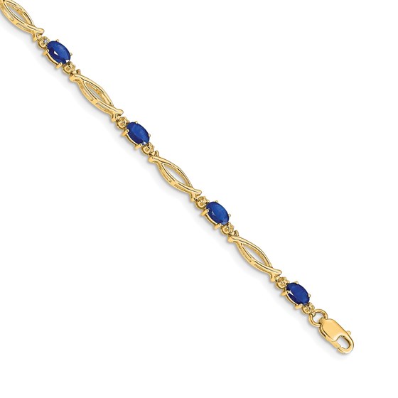 10K Yellow Gold Diamond and Sapphire Bracelet - 7.25 in. 10K Yellow Gold Diamond and Sapphire Bracelet - 7.25 in.