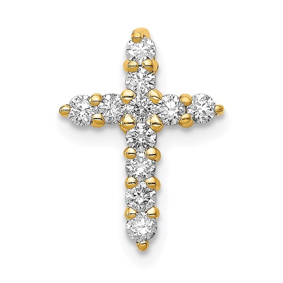 10K Yellow Gold Diamond Cross Pendant Mounting - 14.75 in.