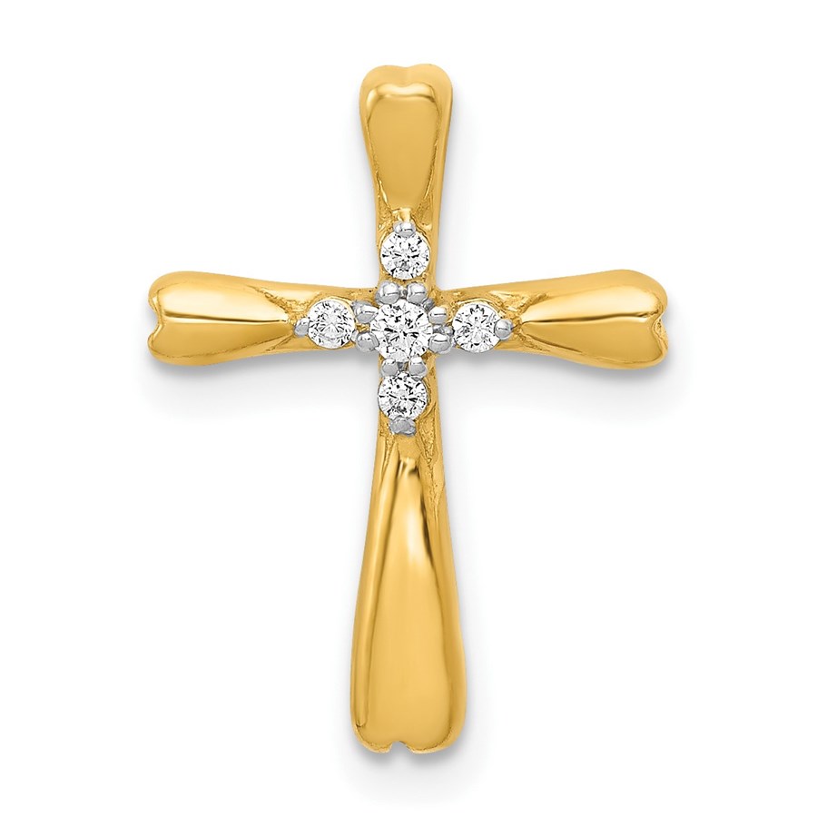 10K Yellow Gold Diamond Cross Slide Pendant - 17 mm