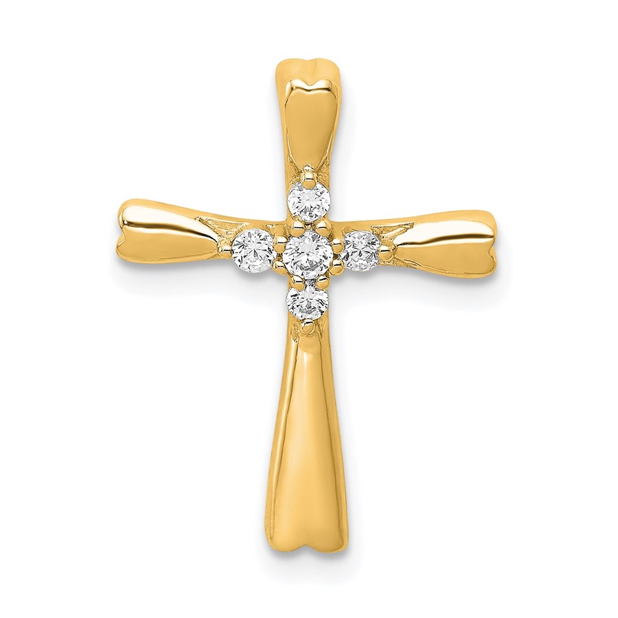 10K Yellow Gold Diamond Cross Slide Pendant 20 mm