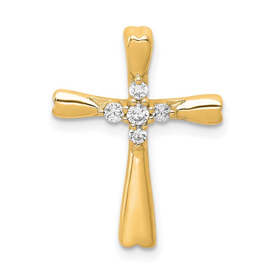 10K Yellow Gold Diamond Cross Slide Pendant - 20 mm 10K Yellow Gold Diamond Cross Slide Pendant - 20 mm