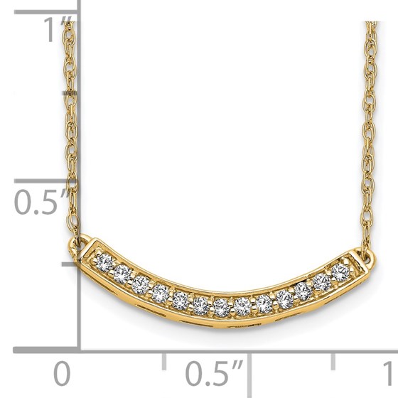 10K Yellow Gold Diamond Curved Bar Necklace 18 in.