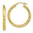 10k Yellow Gold Diamond-cut Round Hoop Earrings - 20 mm