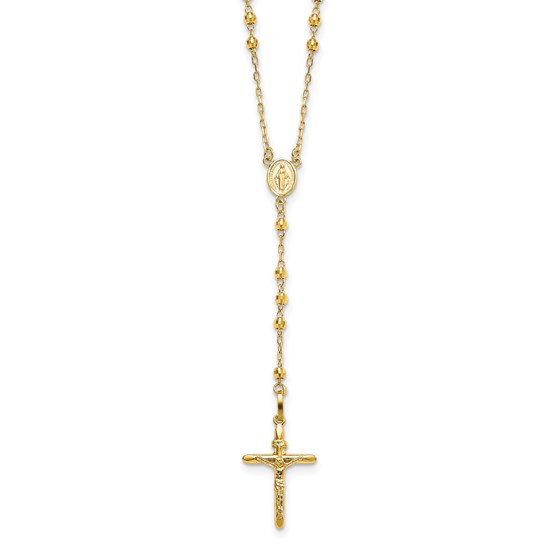 10K Yellow Gold Diamond-cut Semi-solid Rosary Necklace - 24 in. 10K Yellow Gold Diamond-cut Semi-solid Rosary Necklace - 24 in.