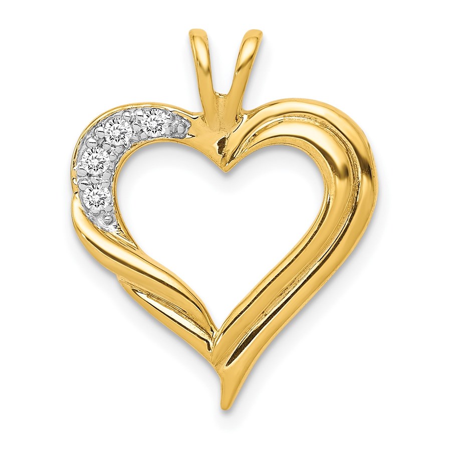 10K Yellow Gold Diamond Fancy Heart Pendant