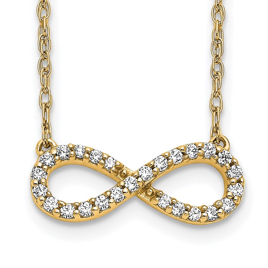 10K Yellow Gold Diamond Infinity Symbol Necklace - 18 in.