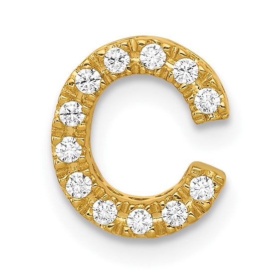 10K Yellow Gold Diamond Letter C Initial Charm - 10.09 mm 10K Yellow Gold Diamond Letter C Initial Charm - 10.09 mm