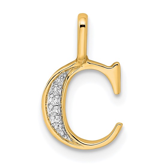 10K Yellow Gold Diamond Letter C Initial Pendant - 15.21 mm 10K Yellow Gold Diamond Letter C Initial Pendant - 15.21 mm