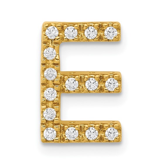10K Yellow Gold Diamond Letter E Initial Charm - 11.76 mm 10K Yellow Gold Diamond Letter E Initial Charm - 11.76 mm