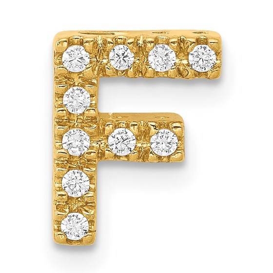 10K Yellow Gold Diamond Letter F Initial Charm - 10.73 mm 10K Yellow Gold Diamond Letter F Initial Charm - 10.73 mm