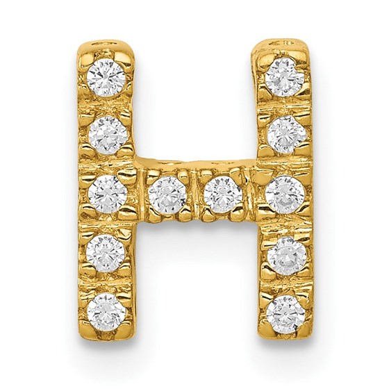 10K Yellow Gold Diamond Letter H Initial Charm - 10.71 mm