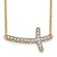 10K Yellow Gold Diamond Sideways Cross Necklace - 18 in.