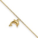 10K Yellow Gold Dolphin Charm Anklet - 9 mm