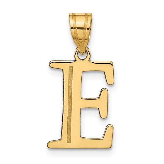 10K Yellow Gold Etched Letter E Initial Pendant - in. 10K Yellow Gold Etched Letter E Initial Pendant - in.
