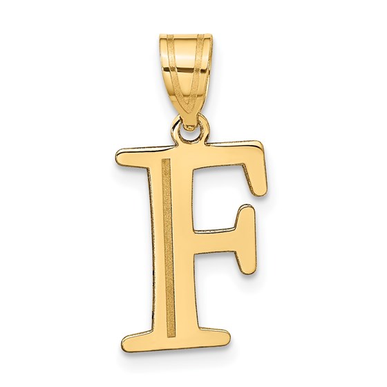 10K Yellow Gold Etched Letter F Initial Pendant - in. 10K Yellow Gold Etched Letter F Initial Pendant - in.