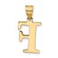 10K Yellow Gold Etched Letter F Initial Pendant - in.
