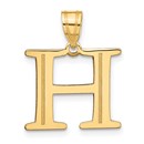 10K Yellow Gold Etched Letter H Initial Pendant - in.
