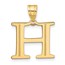 10K Yellow Gold Etched Letter H Initial Pendant - in.