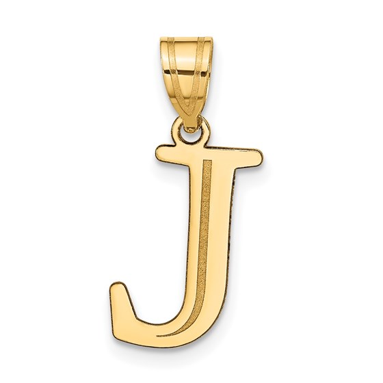 10K Yellow Gold Etched Letter J Initial Pendant - in. 10K Yellow Gold Etched Letter J Initial Pendant - in.