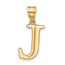 10K Yellow Gold Etched Letter J Initial Pendant - in.