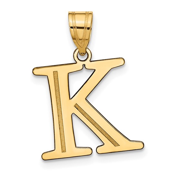 10K Yellow Gold Etched Letter K Initial Pendant - in. 10K Yellow Gold Etched Letter K Initial Pendant - in.