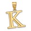 10K Yellow Gold Etched Letter K Initial Pendant - in.