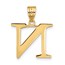 10K Yellow Gold Etched Letter N Initial Pendant - in.