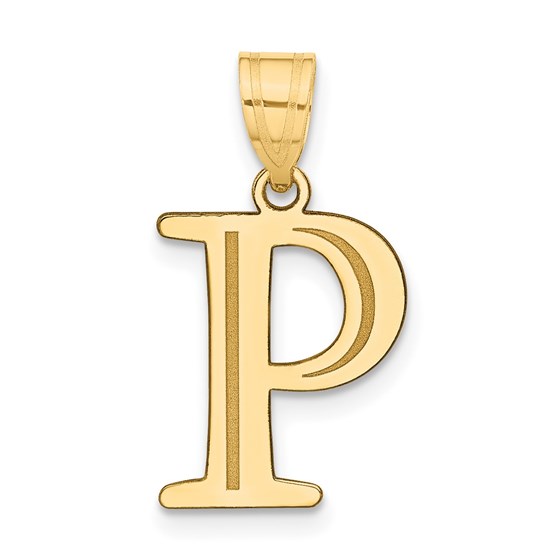 10K Yellow Gold Etched Letter P Initial Pendant - in. 10K Yellow Gold Etched Letter P Initial Pendant - in.