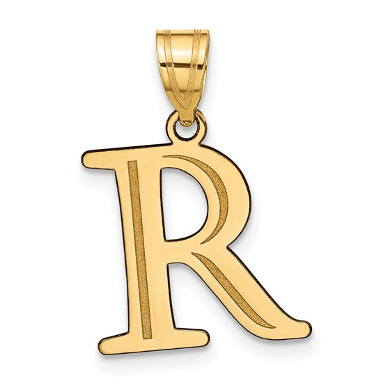 10K Yellow Gold Etched Letter R Initial Pendant - in. 10K Yellow Gold Etched Letter R Initial Pendant - in.