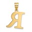 10K Yellow Gold Etched Letter R Initial Pendant - in.