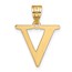 10K Yellow Gold Etched Letter V Initial Pendant - in.