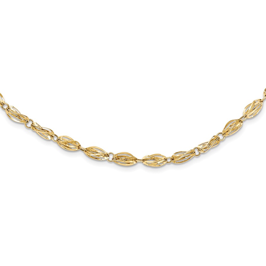 10K Yellow Gold Fancy Link Necklace - 18 in.