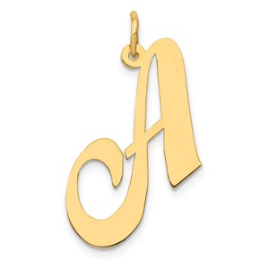 10K Yellow Gold Fancy Script Letter A Initial Charm - 17.11 mm