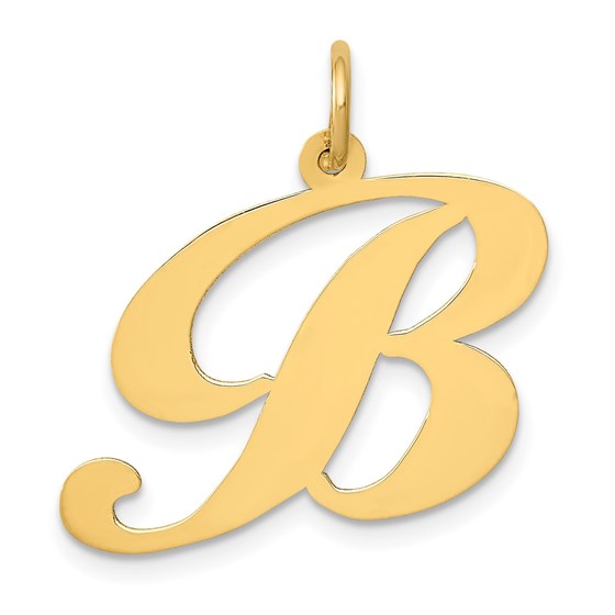 10K Yellow Gold Fancy Script Letter B Initial Charm - 17.74 mm 10K Yellow Gold Fancy Script Letter B Initial Charm - 17.74 mm