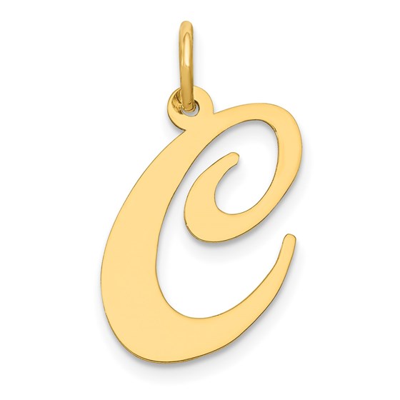 10K Yellow Gold Fancy Script Letter C Initial Charm - 17.35 mm 10K Yellow Gold Fancy Script Letter C Initial Charm - 17.35 mm